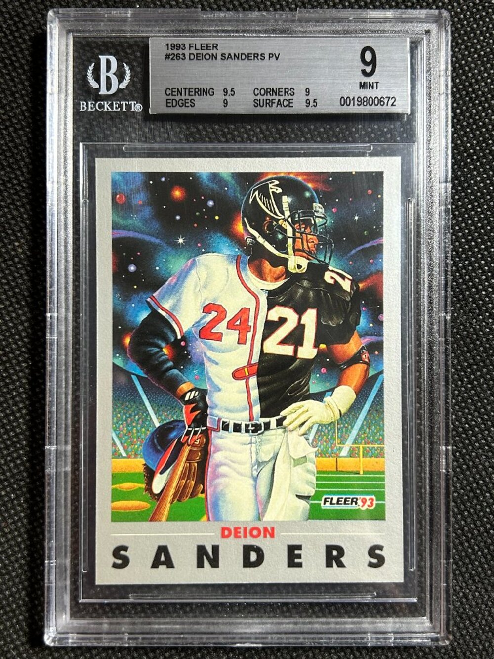 1993 FLEER #263 DEION SANDERS FALCONS BRAVES PRO VISIONS BGS 9 MINT HOF